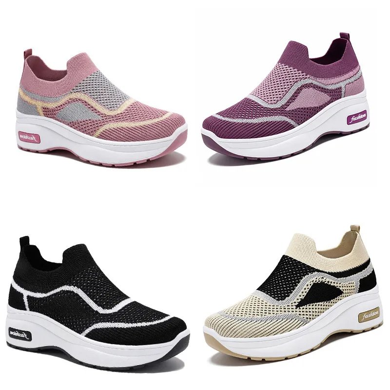 Zapatos para mamá, primavera 2024, zapatos de mujer de estilo informal de suela gruesa, zapatos elevados, zapatos de malla transpirables para mujer 1258