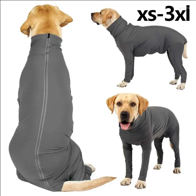 Vêtements de chien coupe-vent pour animaux de compagnie une pièce vêtements de couchage vêtements de récupération à manches longues après anti-décapage et respirant