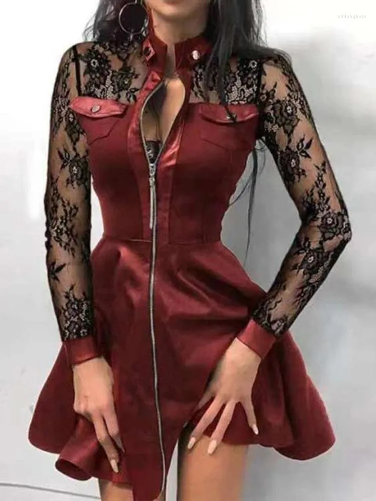 Robe cuir et dentelle new arrivals