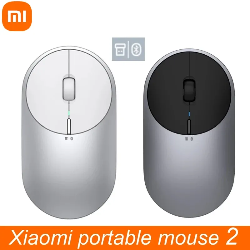 Möss xiaomi trådlös mus bärbar Bluetooth 4.0 aluminiumlegering ABS Material Gaming Mouse RF 2,4 GHz Dual Mode Connect Mi 1200DPI