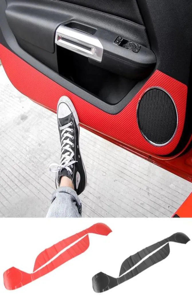 Autocollant Anti-coup de pied pour porte intérieure de voiture, décoration en Fiber de carbone pour Ford Mustang 201, accessoires d'intérieur automobile 7779993