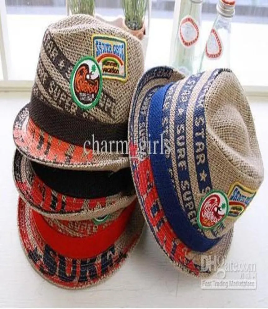 20 pièces, étiquette brodée, chapeau Fedora pour bébé, chapeau haut-de-forme en lin, 4 couleurs, casquette de Jazz pour enfants, casquette de soleil pour bébé garçon, Cap5177097