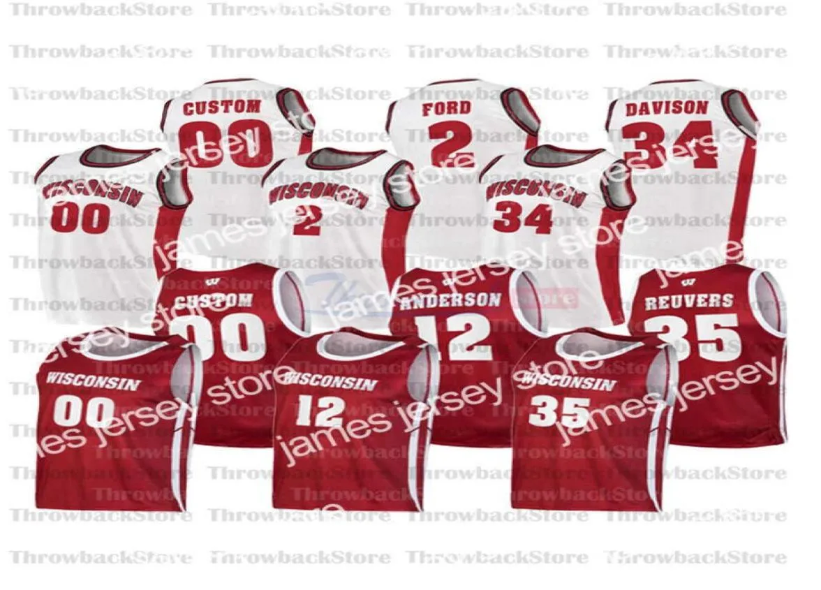 College Baseball porte des maillots de basket-ball personnalisés des Wisconsin Badgers College 23 King 32 Joe Hedstrom 2 Aleem Ford 1 Brevin Pritzl 3 6019082