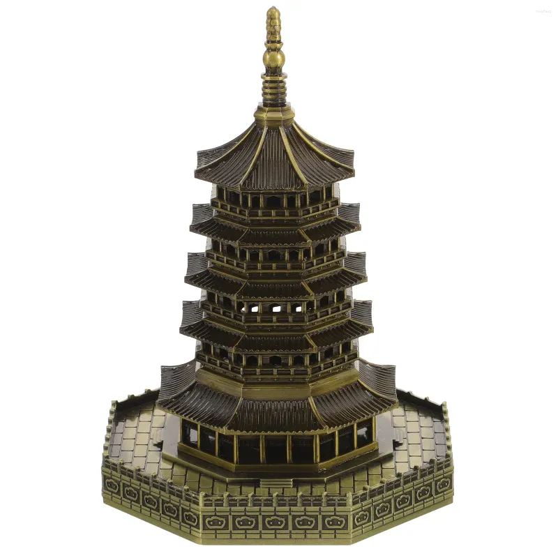 庭の装飾Sewacc Mini Pagoda Statue Alloy Wenchang Tower Figurine Chinese Antique Zen Feng Shui Wealth