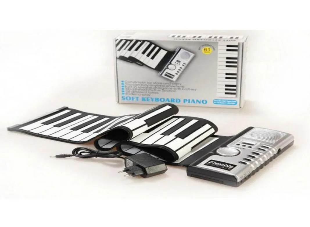 61 teclas sintetizador flexível mão roll up rollup portátil usb teclado macio piano midi build in alto-falante eletrônico piano4606947