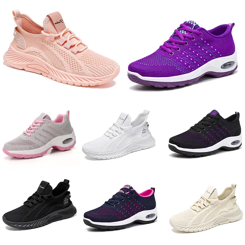 Nouveaux hommes femmes chaussures randonnée course chaussures plates semelle souple mode violet blanc noir sport confortable blocage de couleur Q73 GAI