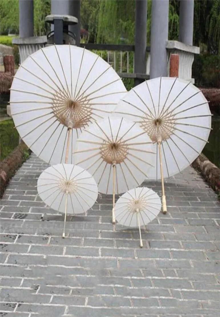 Ślub ślubny parasole biały papier parasol chiński mini rzemieślniczy parasol 4 średnica 20 30 40 60 cm dla Whole6962931