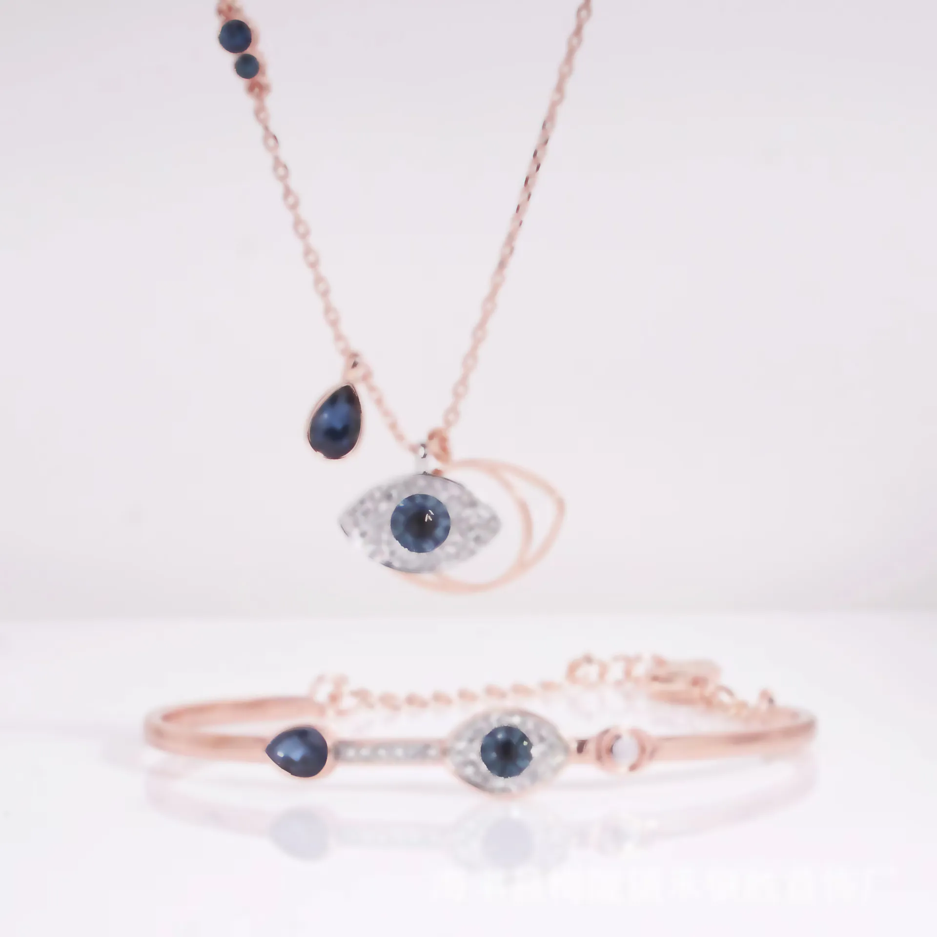 Chaîne de clavicule œil du diable de styliste, ensemble de bracelets à la mode en or Rose et bleu