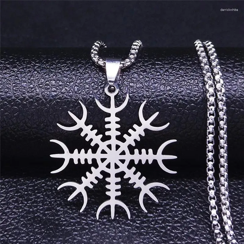 Pendant Necklaces HNSP Viking Compass Rune Stainless Steel Chain Necklace For Men Women Jewelry Nordic Retro Accessories