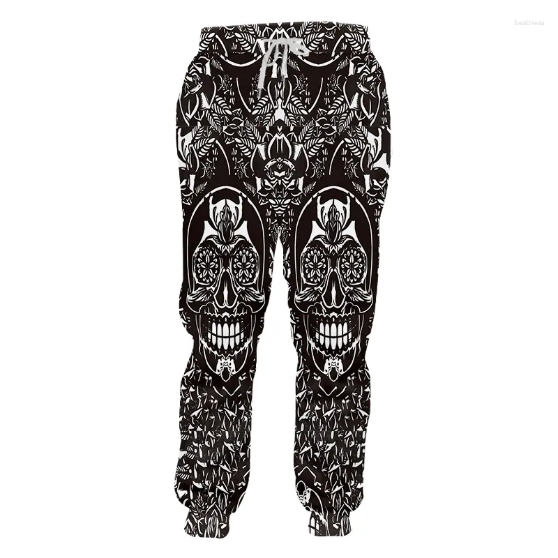 Pantalon pour hommes Y2K Harajuku Hommes Pantalons de survêtement 3D Full Print Crânes Pourpres Mâle Hip Hop Horreur Noir Long Streetwear Vintage Médiéval Kpop