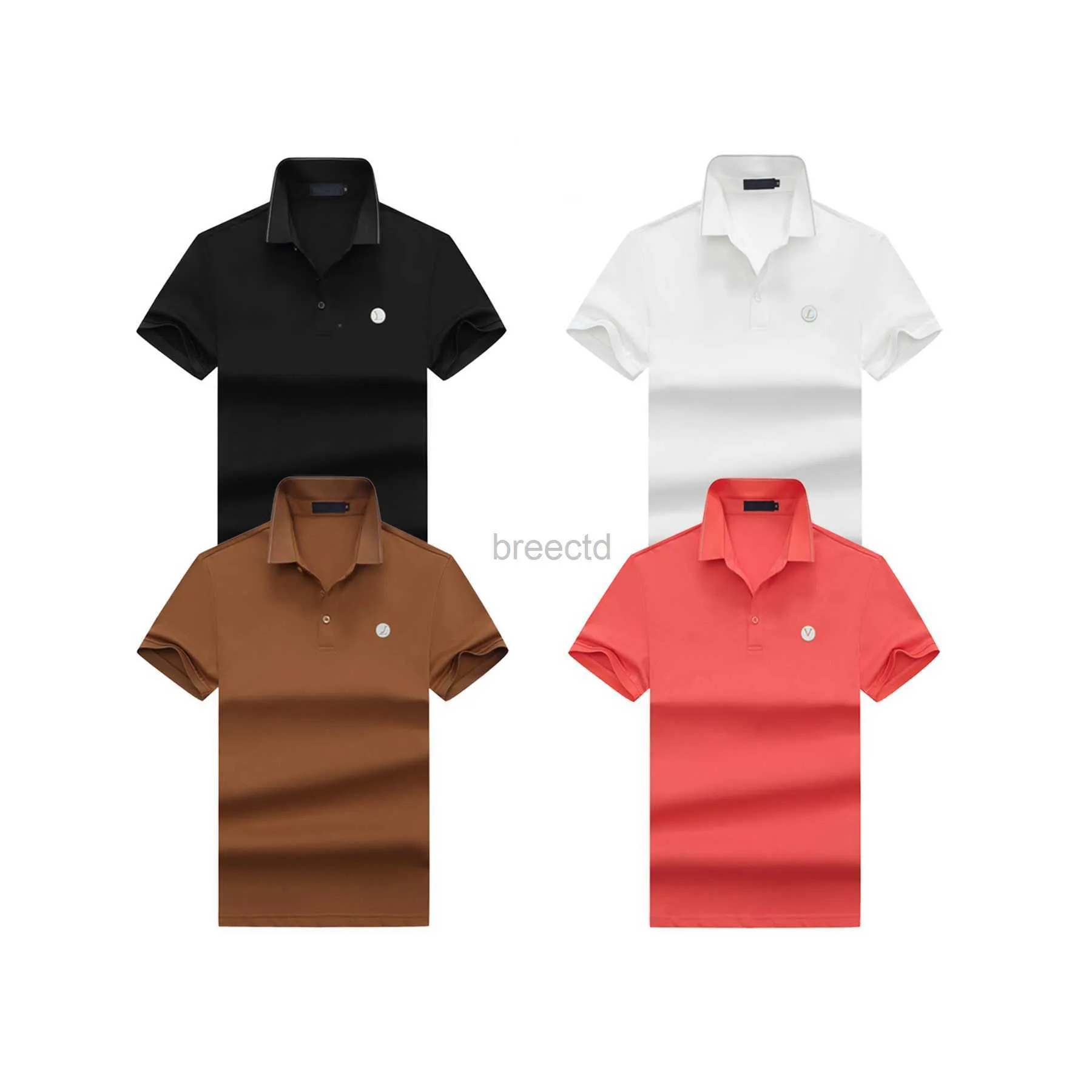 2023 Erkek Tişörtler Erkek Polos Gömlek Tasarımcısı Polo Yüksek Kaliteli Saf Pamuklu Düz Renk Yakası T-Shirt Sıkı Kısa Kollu 240304