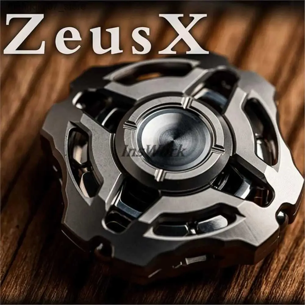 Beyblades Metal Fusion WANWU EDC Zeus X Linkage Structure Titanium Alloy Fingertip Gyro Finger Ring Decompression Toy L240304