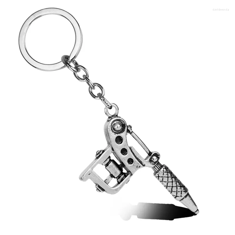 Keychains Alloy1PC Gun Metal Mini Tattoo Machine Necklace Punk Style Pendant For Women Men Hip Hop smycken gåvor