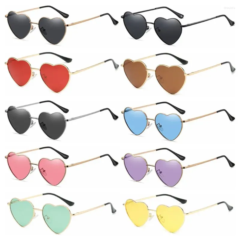 Utomhusglasögon Fashion Metal Frame UV400 Skydd Hjärtformade glasögon Kvinnor Hjärta Solglasögon Polariserade