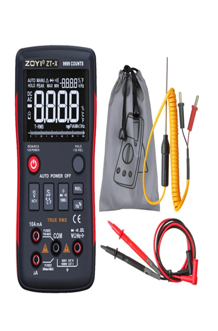 Multimetro digitale ZOYI Contatore elettrico ZTX 9999COUNTS Misuratore a tre display ad alta definizione con barra analogica6035060