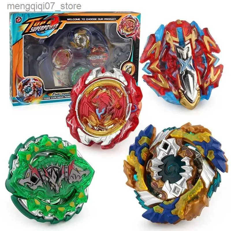 Beyblades Metal Fusion B-X TOUPIE BURST SPINNING TOP XD168-11 B117 B120 B121 B122 Placa de giroscópio de combate 4pcs Top Launcher Grip Kids Games Toys L240304