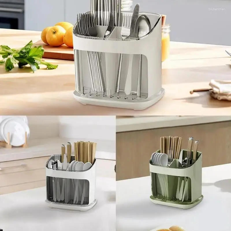 Kitchen Storage Utensil Holder Cutlery Drainer Tableware Bucket Rotary Knife Trapezoid Organizer For