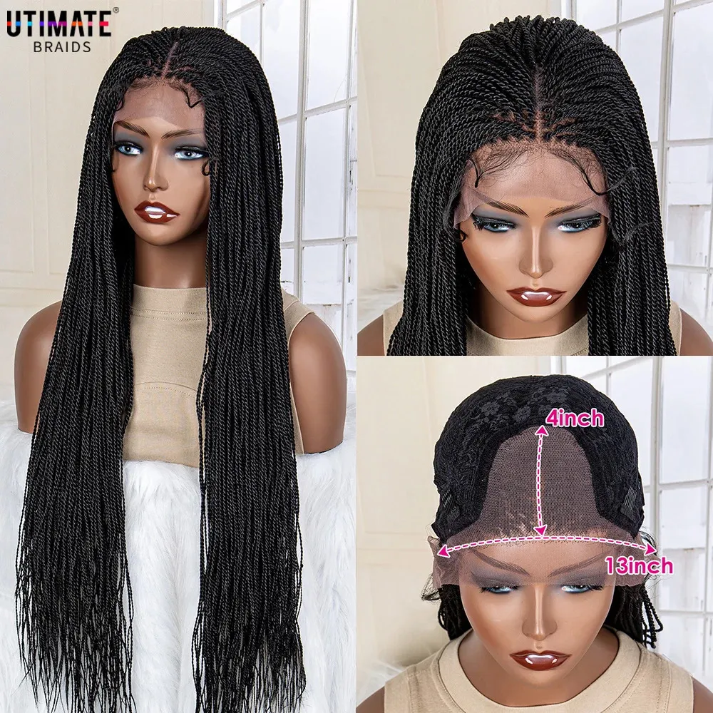 Synthetic Twist Braided Wigs 13x4 Lace Frontal Synthetic Braiding Hair for Black Women Daily Use 30 Inches Braiding Wigs 240226