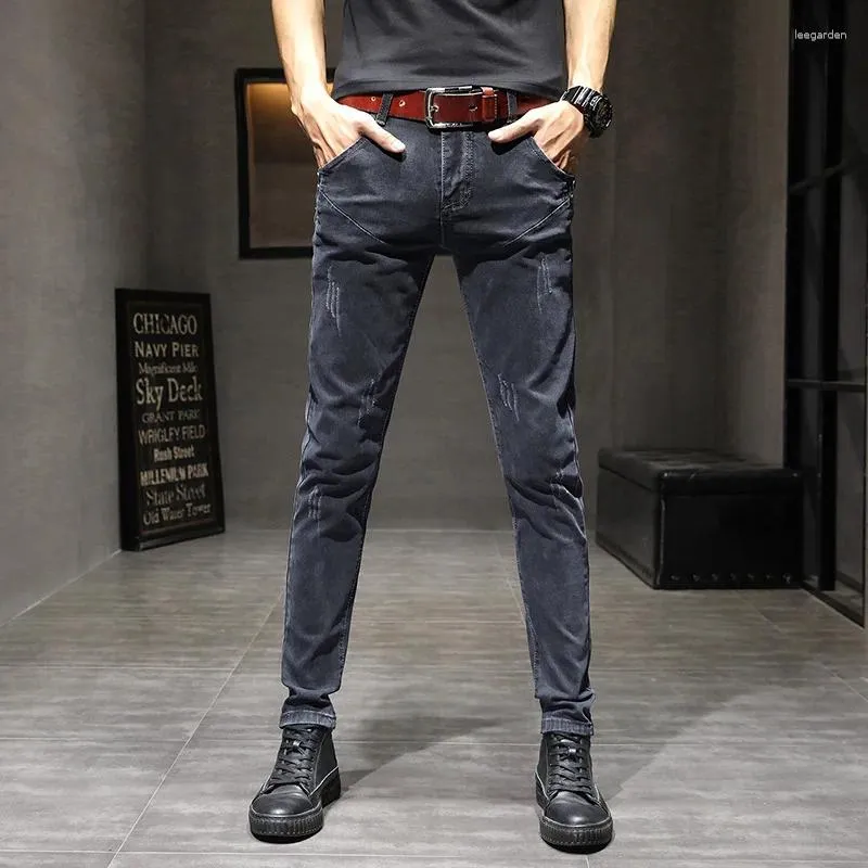 Jeans pour hommes 2024 printemps et automne mode tendance élastique petites jambes décontracté mince confortable respirant de haute qualité 28-36