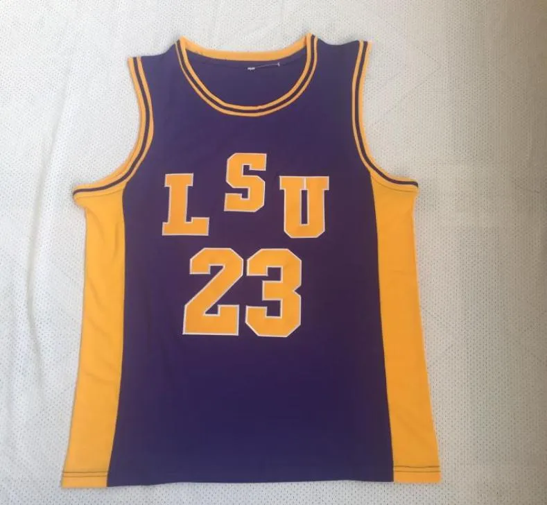 nouveau 2020 nouvelle arrivée pas cher de haute qualité 23 Pete Maravich LSU Tigers College Basketball Jerseys blanc violet jaune cousu purple2777924