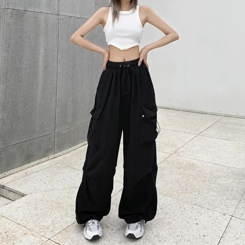 Capris Y2K Donna Streetwear Techwear Cargo Coreano Harajuku Paracadute Pantaloni da pista Uomo Tech Pantaloni sportivi Gamba larga Pantaloni Pantaloni Abbigliamento