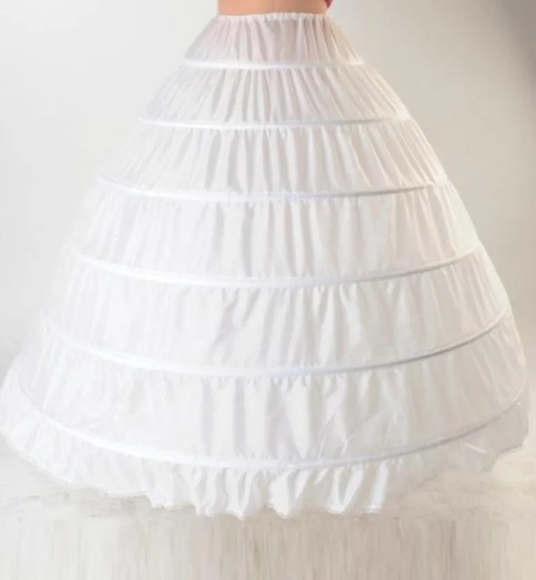 2015 Ball Gown Petticoats White Crinoline Wedding Dress Underskirt Bridal Petticoats Slip 6 Hoops Skirt For Quinceanera Dress5879960