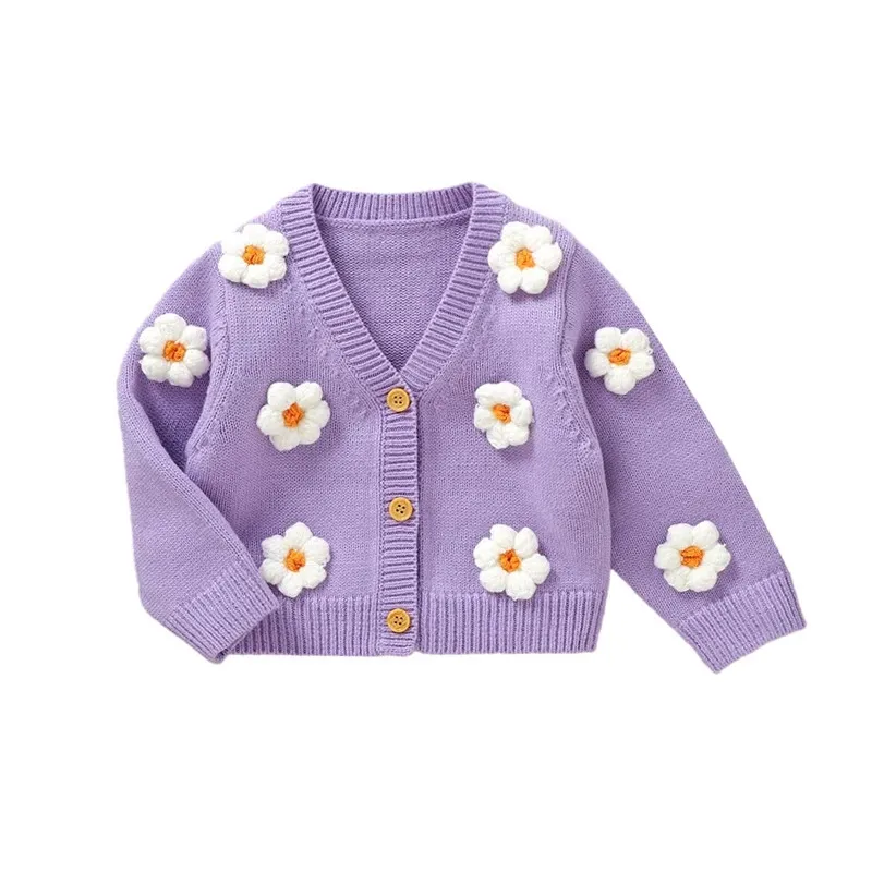 born Baby Mädchen Pullover Mantel Herbst Winter Mode Blume Mädchen Strickjacke Mantel Oberbekleidung Kleinkind Kleidung 240223