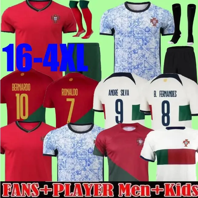 24 25 Portugalia Joao Felix Portugalia Koszulki piłkarskie Ruben Neves Bruno Ronaldo Fernandes Portugieser 2024 Portugalese Football Shirt Men Ket zestaw