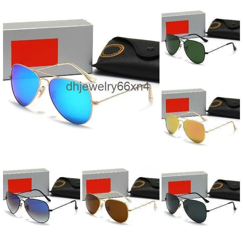Designer aviator Sunglasses for Men rays bans glasses Woman UV400 Protection Shades Real Glass Lens Gold Metal Frame Driving Fishing Sunnies with Box r3026 b3025