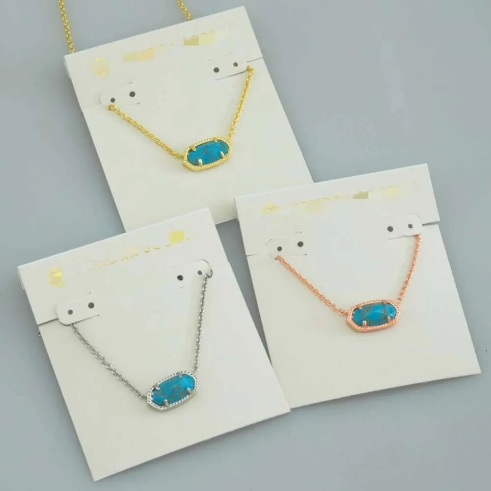 Designer Kendrascotts Halskette Ks Jewelry Inks Oval Goldfaden Kiefernblau Türkis Kurze Halskette Halskette Halsband Kette