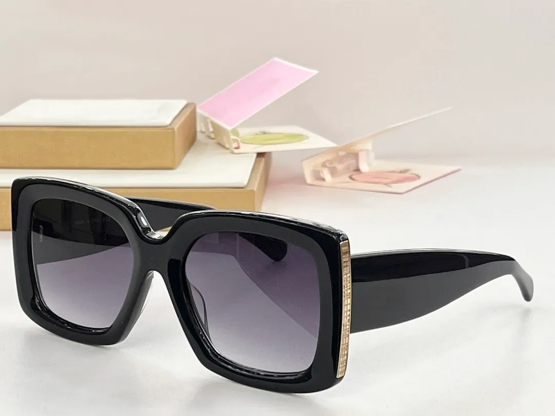 2024 Chunky Square Black Gold Gradient Sunglasses for Women UV400 Luxury Eyewear