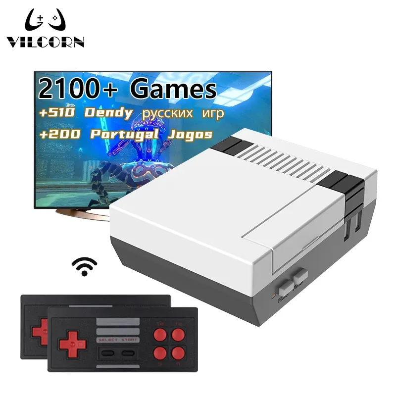 コンソールVilcorn HDMICAPTIBLE WIRELESS VIDEO GAME CONSOLEL 2134 Classic Game Player for NES Dendyが2人のプレーヤーをサポートするためのクラシックゲームプレーヤー
