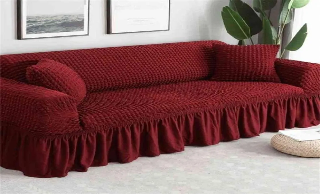 Водонепроницаемый однотонный эластичный чехол для дивана для гостиной, эластичные секционные чехлы в клетку с принтом, чехол для дивана, L-образная форма 20123497588