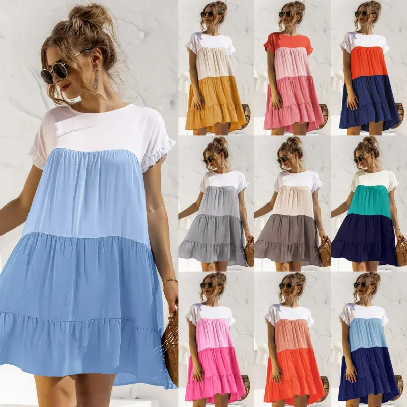 Jurken Zomer Moederschap Zonnejurk Contrasterende Kleur Jurk Zwangere Vrouwen Strandkleding Vestidos Losse Premama Kleding Patchwork 2023 Elegant