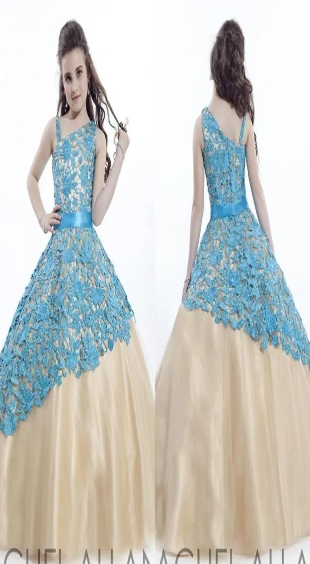 Rachel Allan Spaghetti Ball Gowns Lace Zipper Sweep Train Girls Pageant Abiti Flower Kids Wear HY11446874710