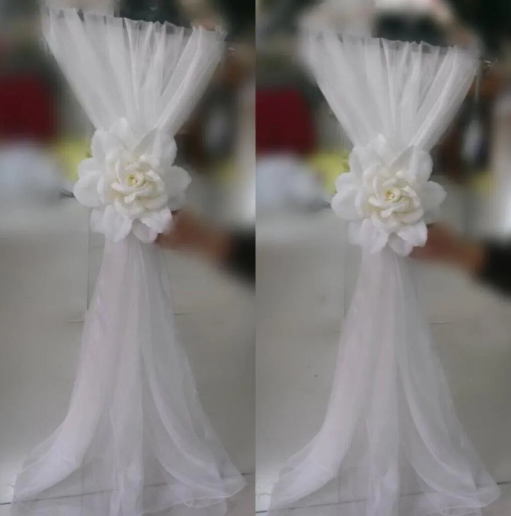 Fashion 50PCS Sample Wedding Chair Sashes Supply Chair Ribbon Gauze Back Sash Back Of The Chair Back Decoration Party Formal Event1696529