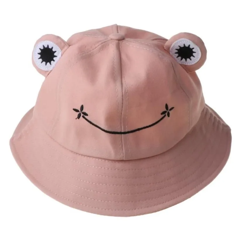 Foldable Cotton Cute Frog Bucket Hat Summer Sunscreen Fisherman Cap Outdoor Fishing Hunting Sunhat263f