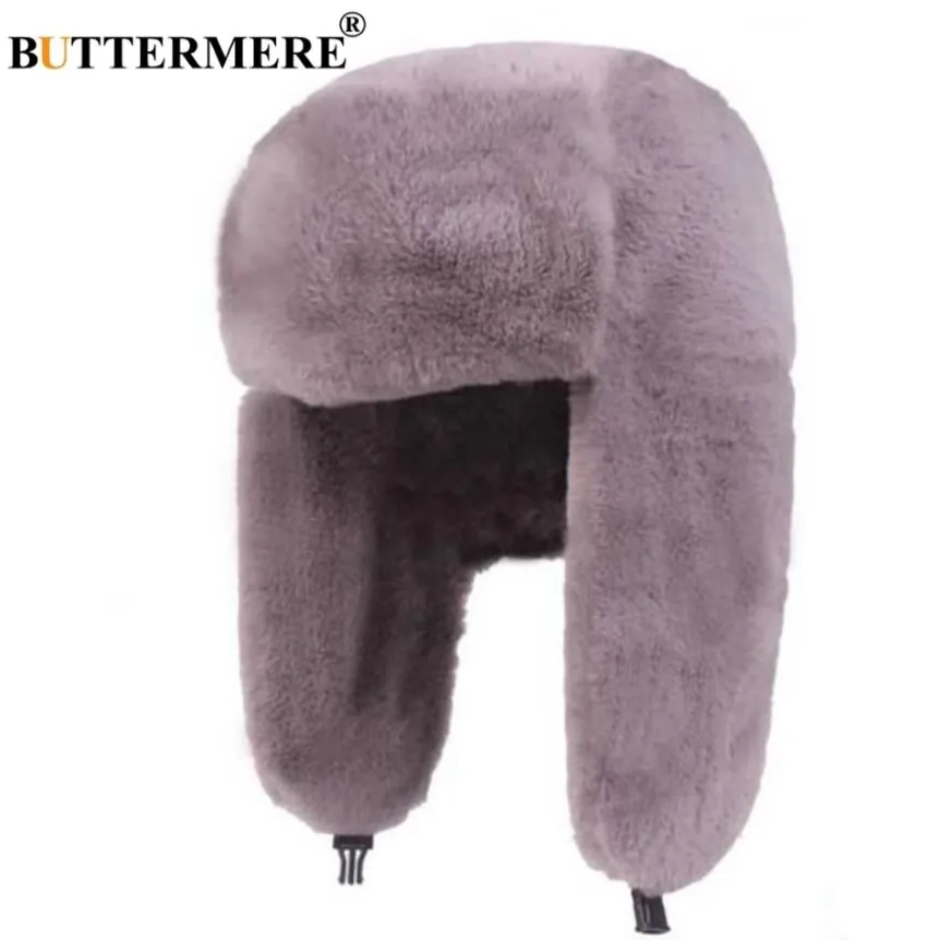 BUTTERMERE Bontmutsen Dames Bomber Hoeden Roze Winterhoed Russische Vrouwelijke Dikker Warm Effen Zacht Winddicht Oorklep Ushanka Hoed 201019300h