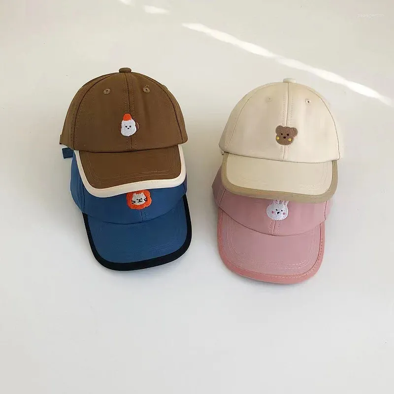 Ball Caps Adjustable Baby Baseball Cap Summer Toddler Cartoon Bear Lion Embroidery Cute Sun Hats Kids Cotton Bonnet Snapback Hat