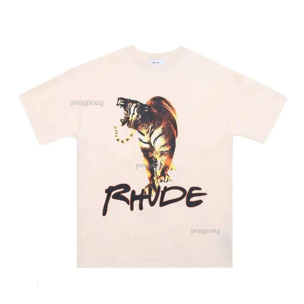 Rhude Mens T-shirts Shorts High Street Fashion Designer for Men Shirt Short Sleeve Print Crewneck Casual T-shirt Top Tee Asian Size 244