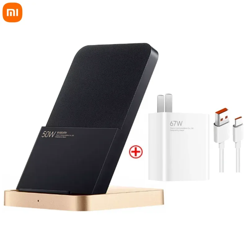 Controle originele Xiaomi 50W draadloze lader Verticale luchtkoeling met 67W Charger 6a Typec -kabel snel opladen voor Xiaomi 11/12 Pro