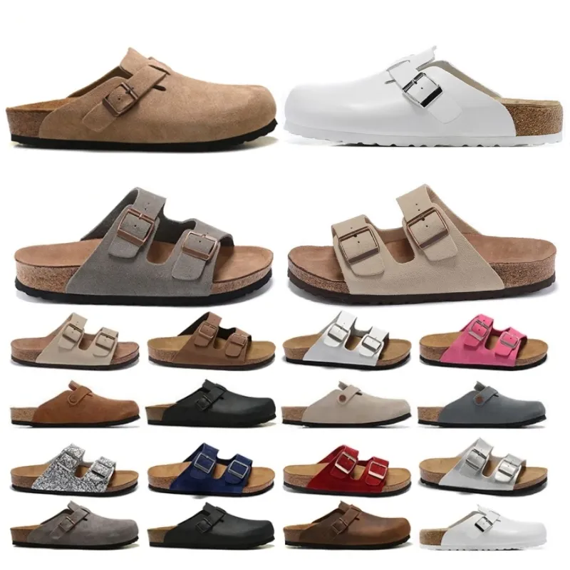 Arizonas taupe bruine zwarte klompen witte suède slippers mannen dames lederen gesp buckle strap zomer slippers grijs blauw oranje roze birkinstocks glijbaan