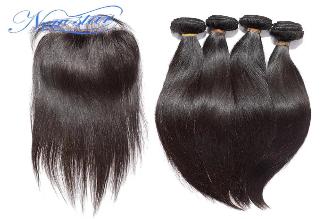 Wholenew Star Hair Brazilian Virgin Hair with Stängning Brasilianska raka 4 buntar med 1 del utmärkt spets rak C7234671