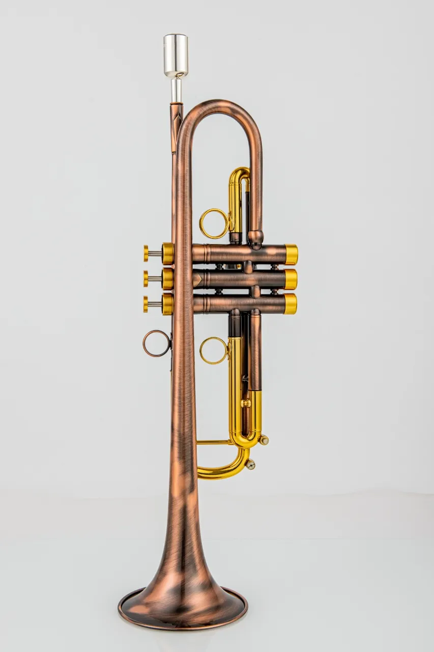 BB Trumpet Tune Antique miedziana mosiężna mosiężna profesjonalna mosiężna mosiężna instrumenty z twardym obudowie