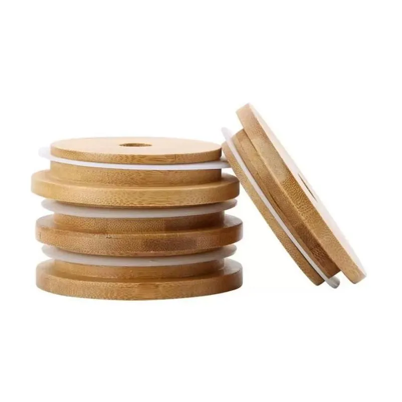 Inne narzędzia kuchenne Bamboo Cap Pokrywa 70 mm 88 mm wielokrotnego użytku słoik mason z dziurą i pieczęć SILE GG02L DOSTAWA DOSTAWOWA DOMOWANIE OGRODNICA BA DHKJ5