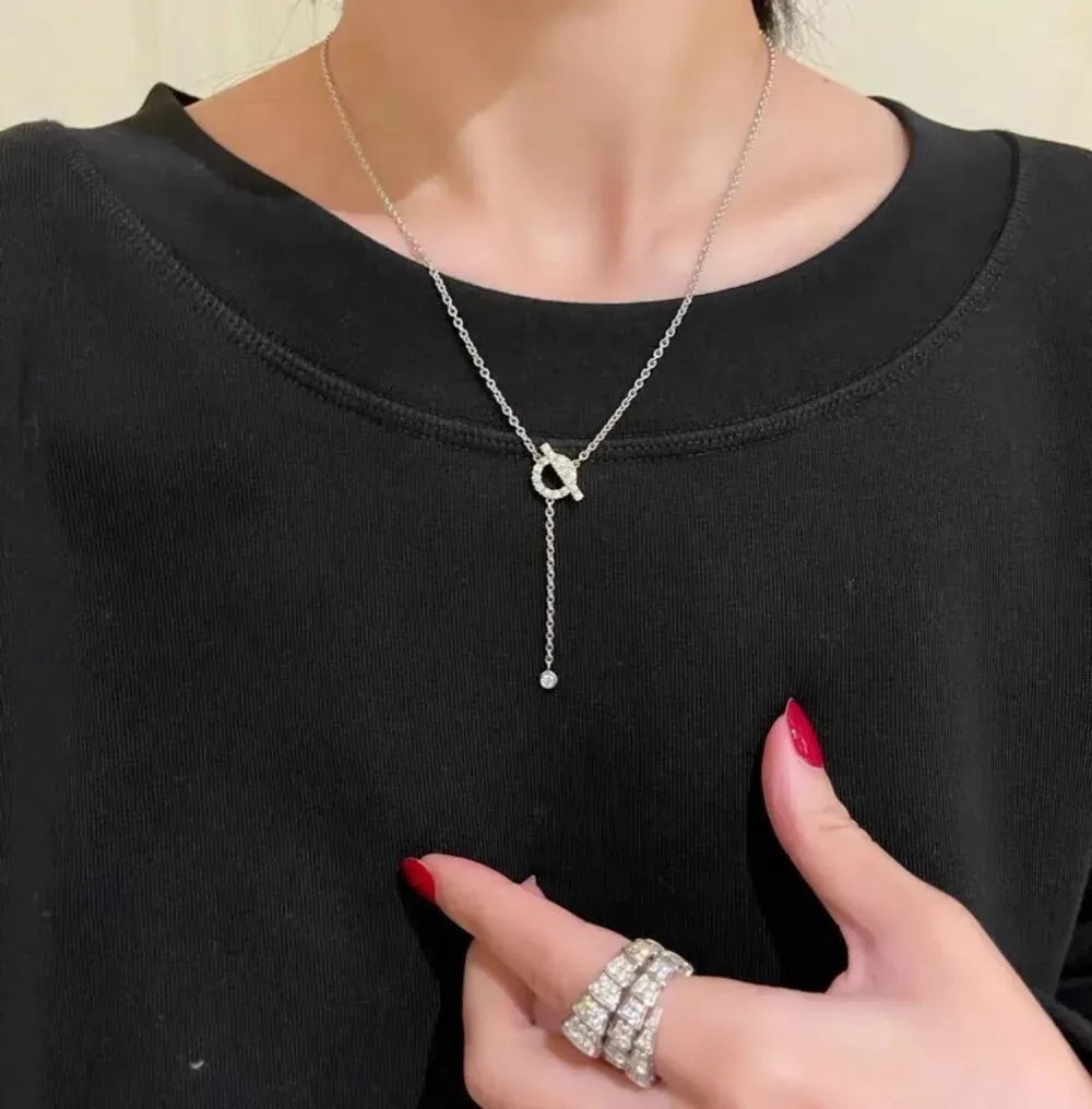 Designer Pig Nose Diamond 925 sterling silver 18k Gold Plated Star Clavicle Chain Necklace for women with Full Rhinestones High Quality Jewelry Necklaces gift