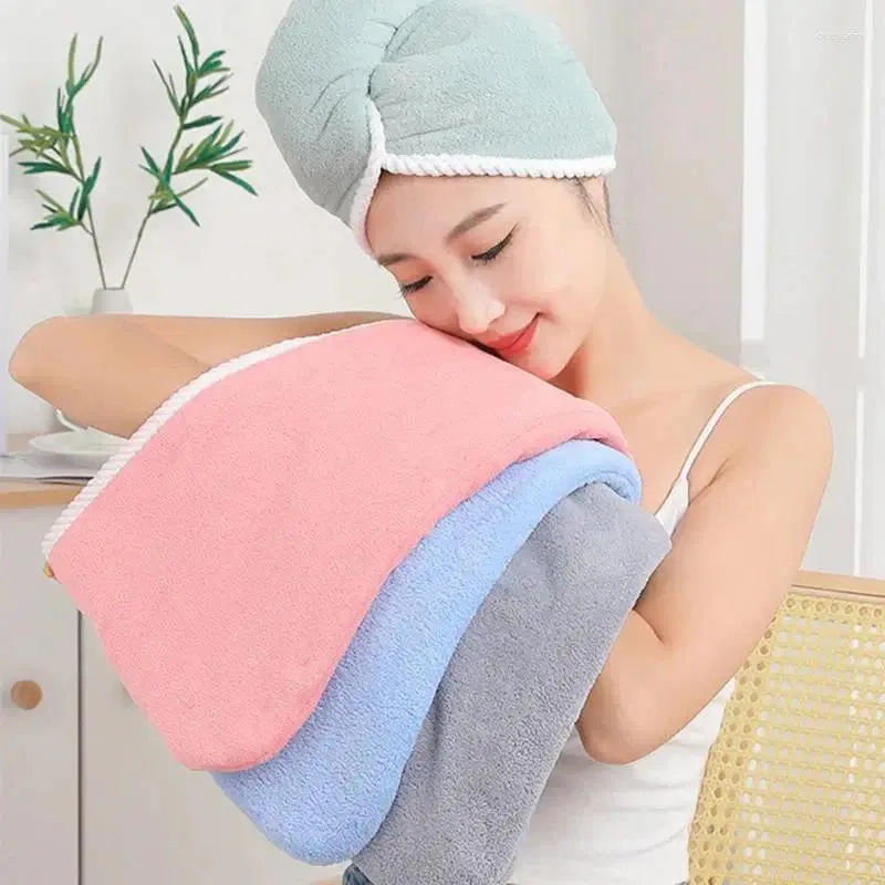 Serviette à séchage rapide pour cheveux, bonnet de douche en molleton de corail pour femmes, bain long et doux
