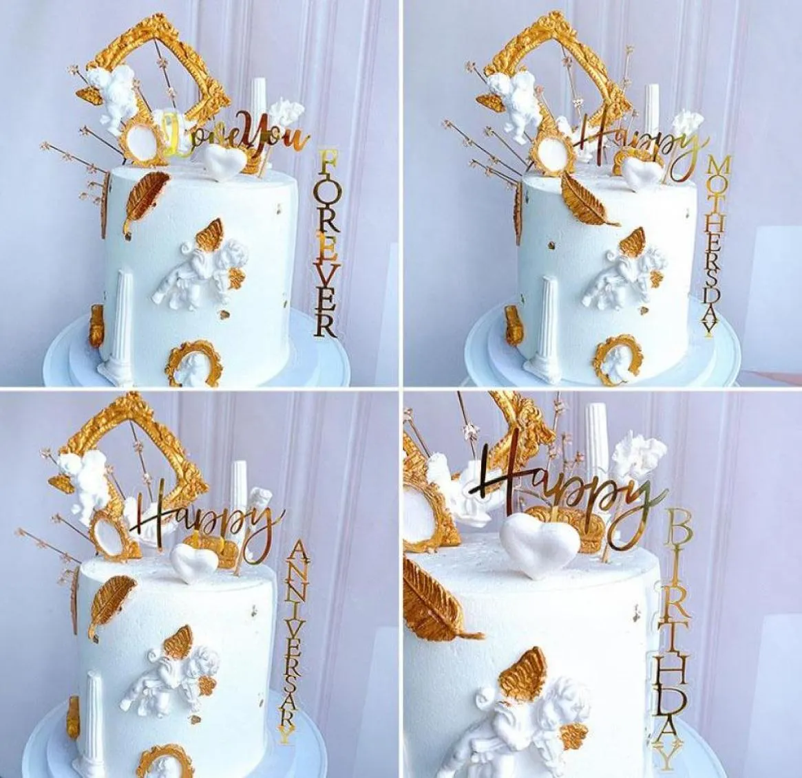 Ins Happy Birthday Acrylic Cake Topper Gold Novelty Love Wedding Cake Topper for Anniversary Birthday Party Decorations4119294