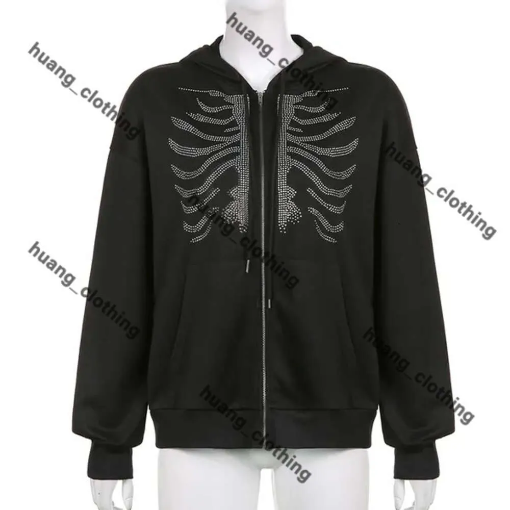 Mens Sp5der Hoodie Sweatshirts Rhinestones Spider Hoodie Web Skeleton Print Black Y2k Goth Longsleeve Full Zip Oversized Jacket American Fashion Spyder Hoodie 908