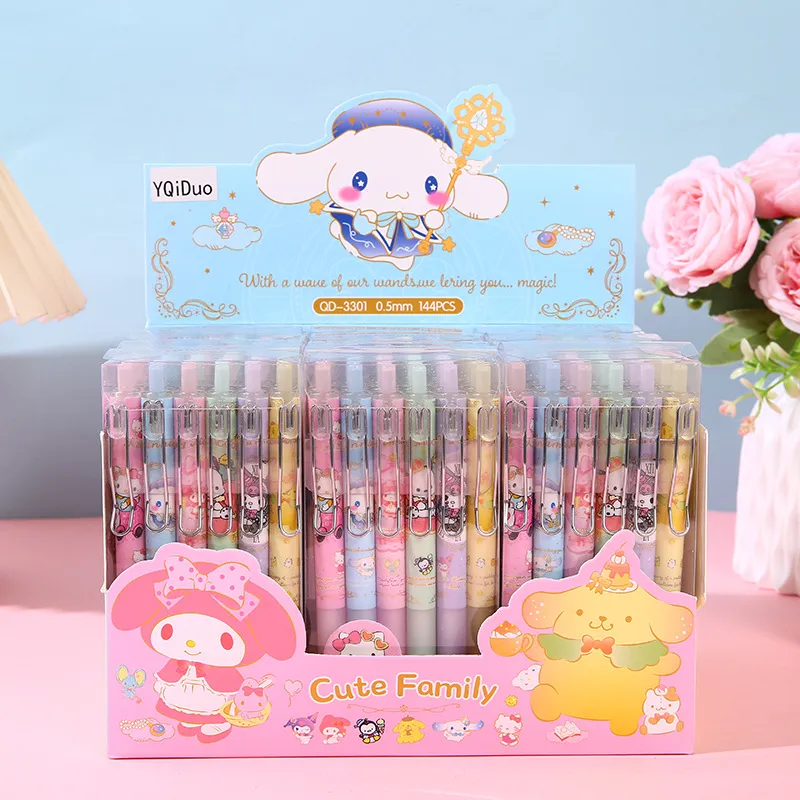 12 stks/partij Cartoon Leuke Grote Oor Hond Cinnamoroll Gel Pen Kawaii 0.5m Zwarte Gel Inkt Pen School Briefpapier Kantoor leveranciers Geschenken 3049